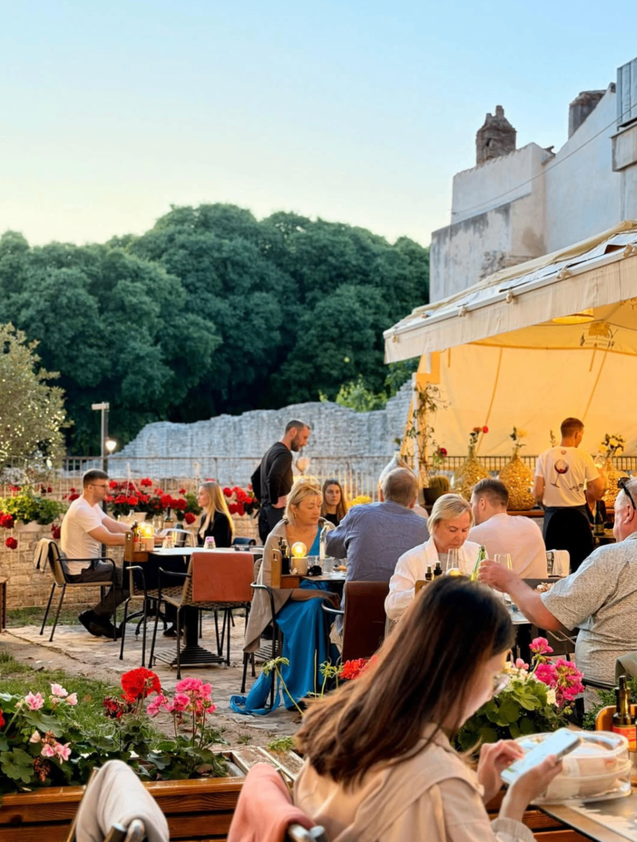 Veritas terrace in Pula during a summer evening